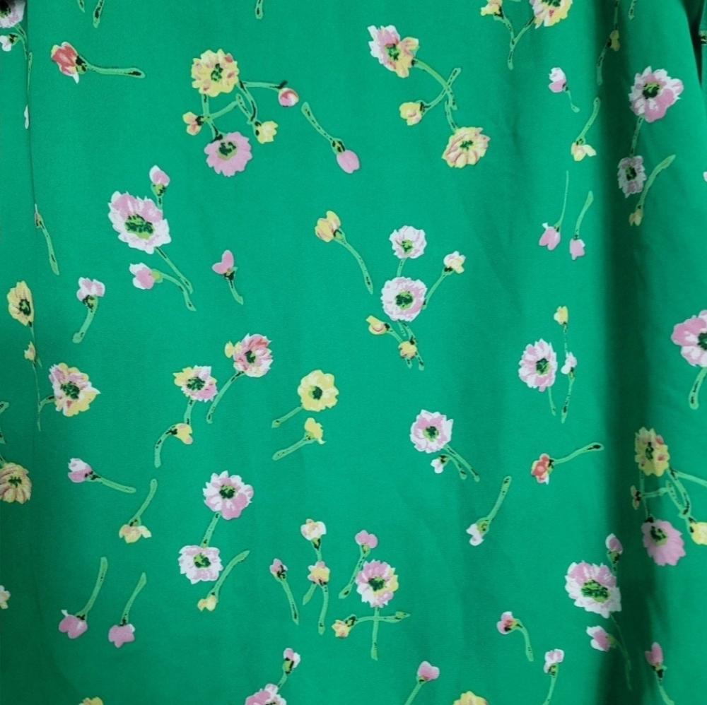Rachel Zoe Top Womens Floral Off Shoulder Short Sleeve Smocked Blouse Green Sz M - Picture 3 of 8